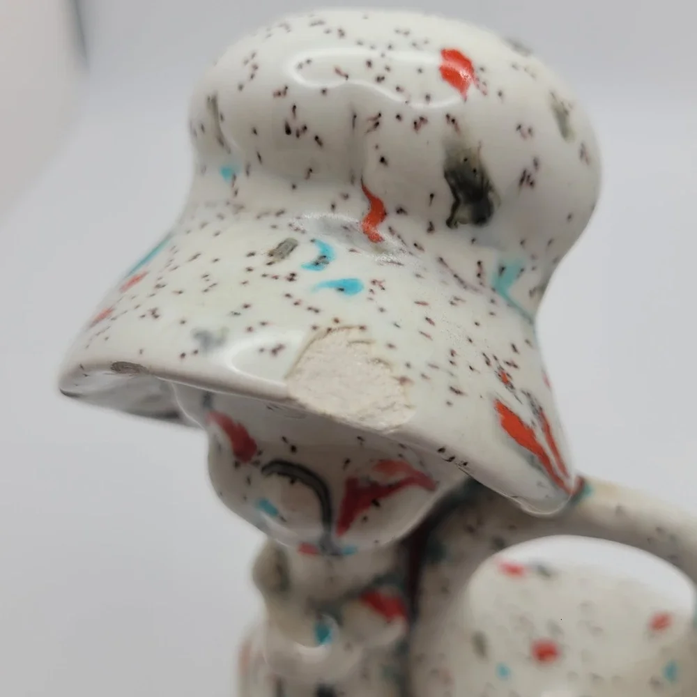 Vintage Holly‎ Hobbie and Robby Napkin Ring Figurine Set Ceramic Rainbow Speckle
